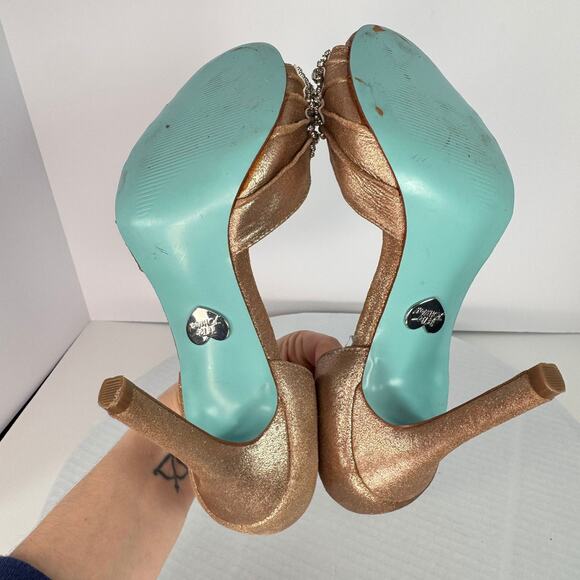 Blue by Betsey Johnson Crystal Rhinestone Stilettos Sz 7.5 PrincessCore Romantic - Picture 6 of 8